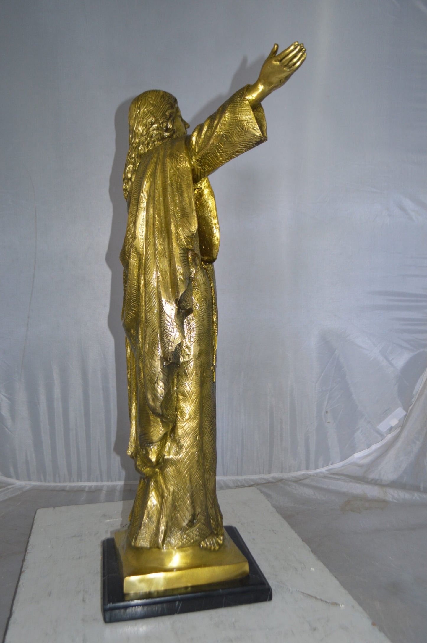 Jesus Opens His Hands Bronze Statue -  Size: 10"L x 21"W x 32"H.