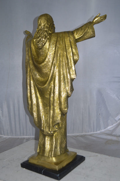 Jesus Opens His Hands Bronze Statue -  Size: 10"L x 21"W x 32"H.