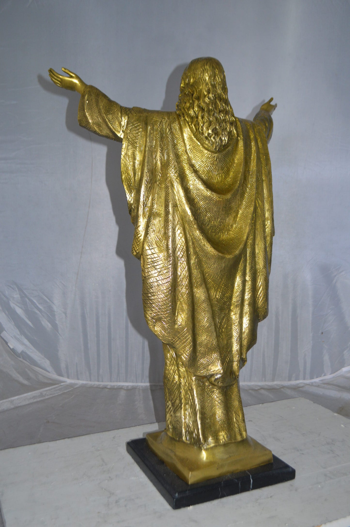 Jesus Opens His Hands Bronze Statue -  Size: 10"L x 21"W x 32"H.
