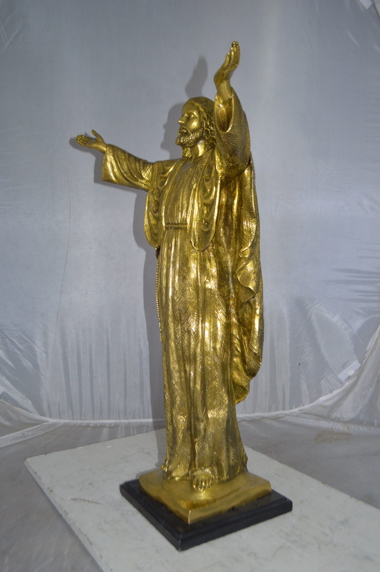 Jesus Opens His Hands Bronze Statue -  Size: 10"L x 21"W x 32"H.