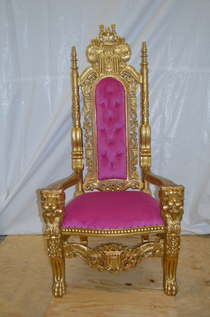 Gold and Pink Lion Chair -  Size: 26"L x 36"W x 71"H.
