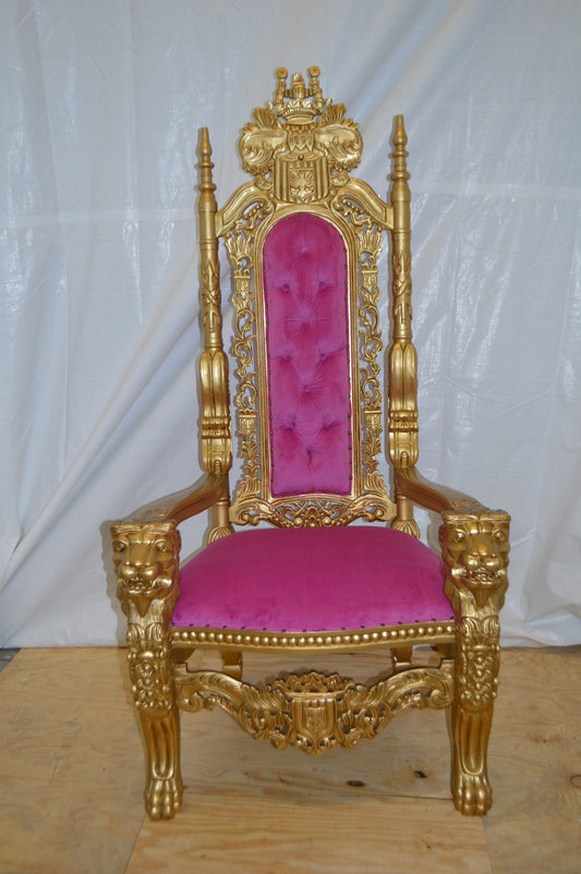 Gold and Pink Lion Chair -  Size: 26"L x 36"W x 71"H.