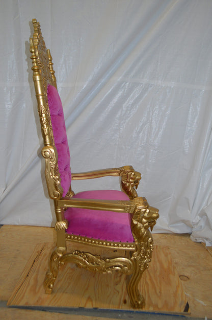 Gold and Pink Lion Chair -  Size: 26"L x 36"W x 71"H.