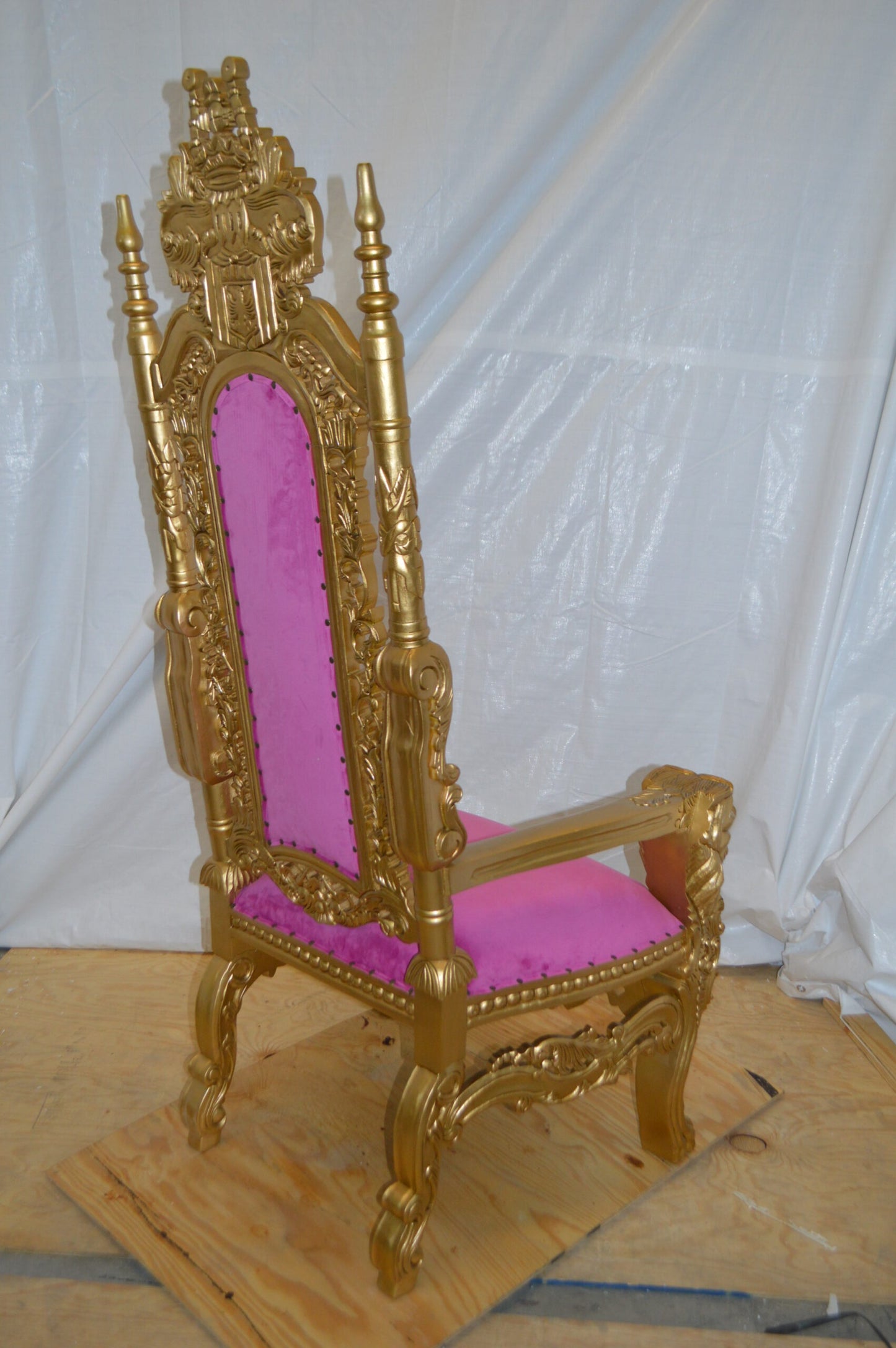 Gold and Pink Lion Chair -  Size: 26"L x 36"W x 71"H.