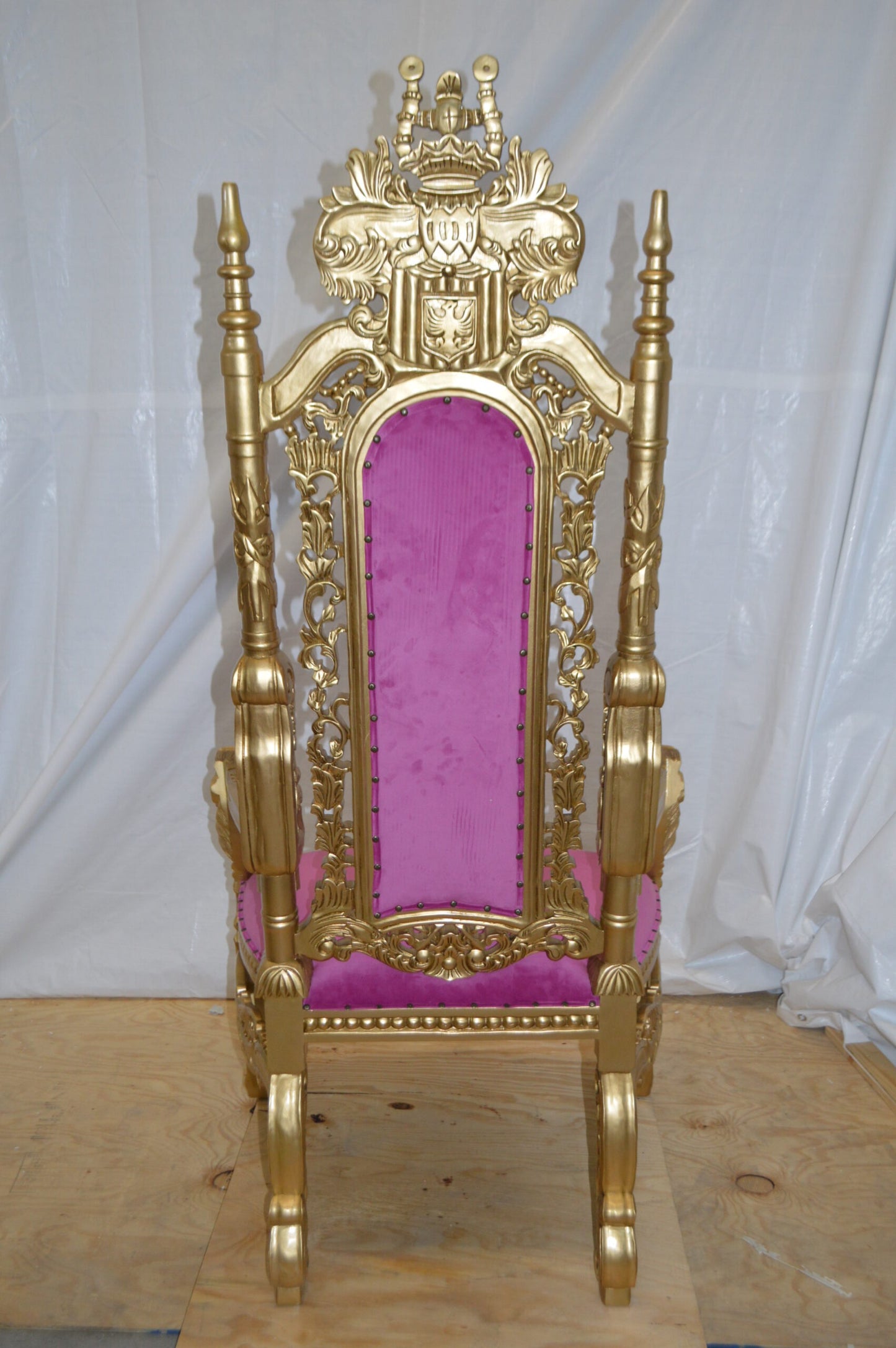 Gold and Pink Lion Chair -  Size: 26"L x 36"W x 71"H.