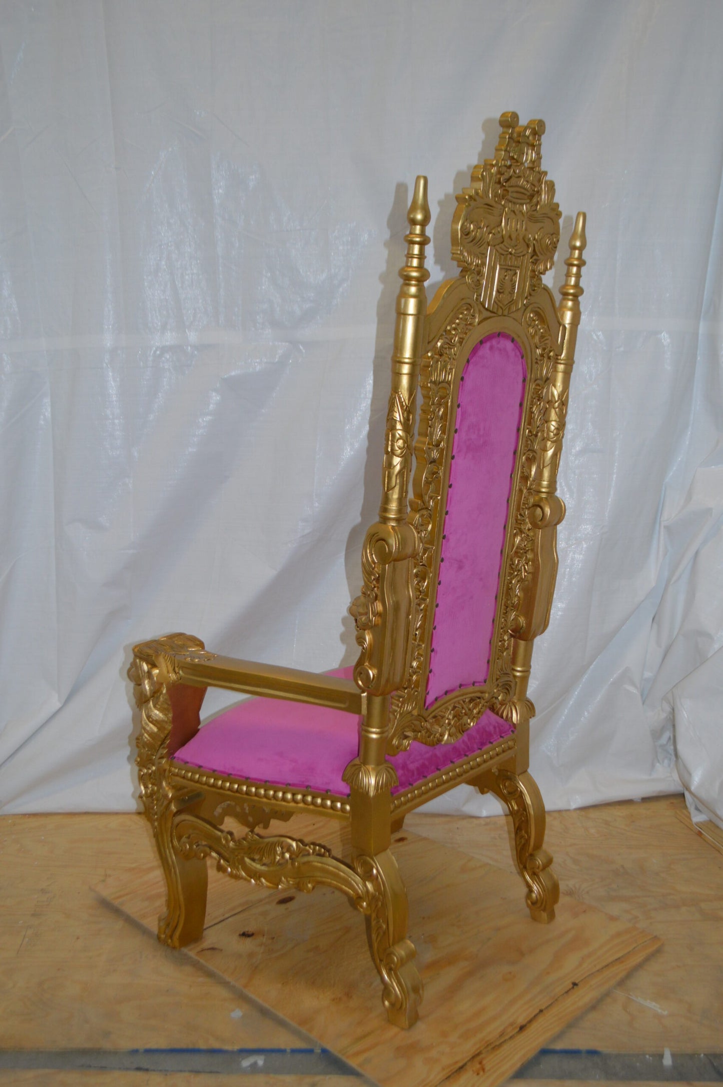 Gold and Pink Lion Chair -  Size: 26"L x 36"W x 71"H.