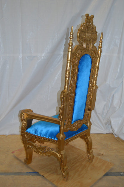 Gold and Blue Lion Chair -  Size: 26"L x 36"W x 71"H.