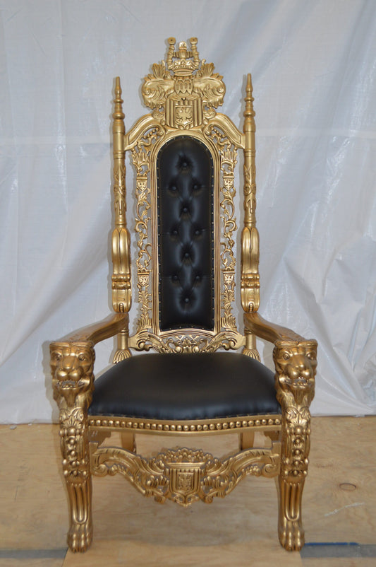 Gold and Black Lion Chair -  Size: 26"L x 36"W x 71"H.