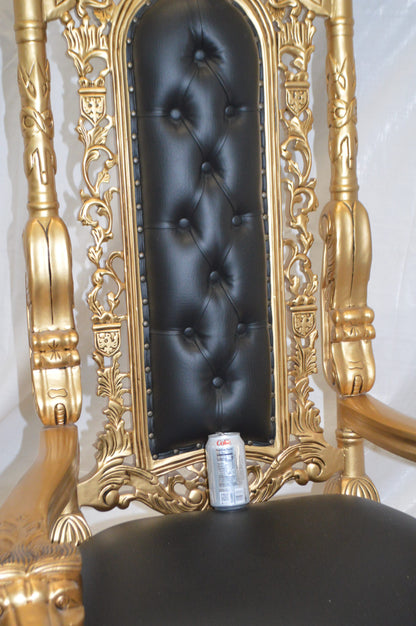 Gold and Black Lion Chair -  Size: 26"L x 36"W x 71"H.