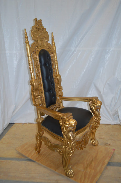 Gold and Black Lion Chair -  Size: 26"L x 36"W x 71"H.