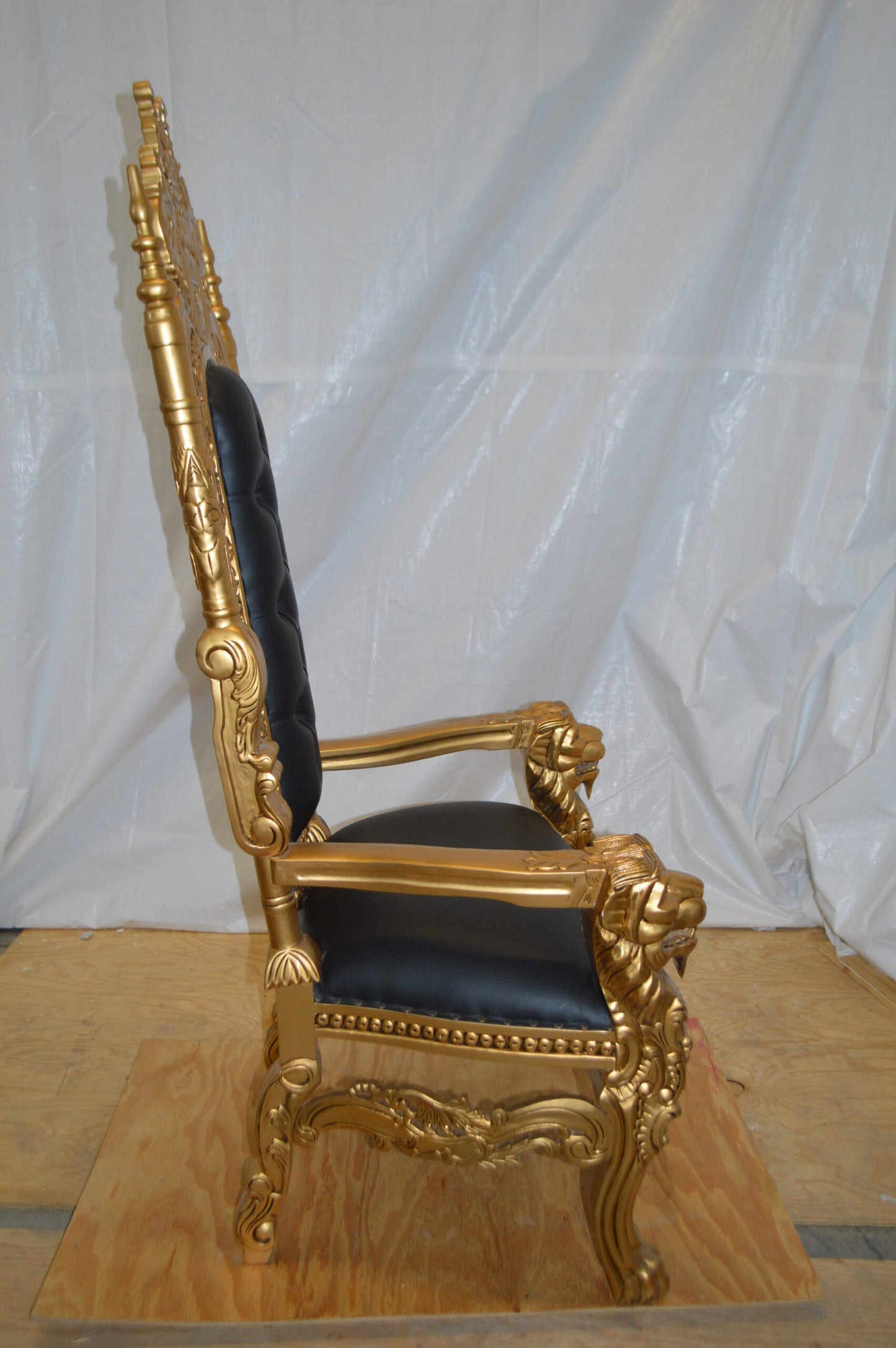 Gold and Black Lion Chair -  Size: 26"L x 36"W x 71"H.