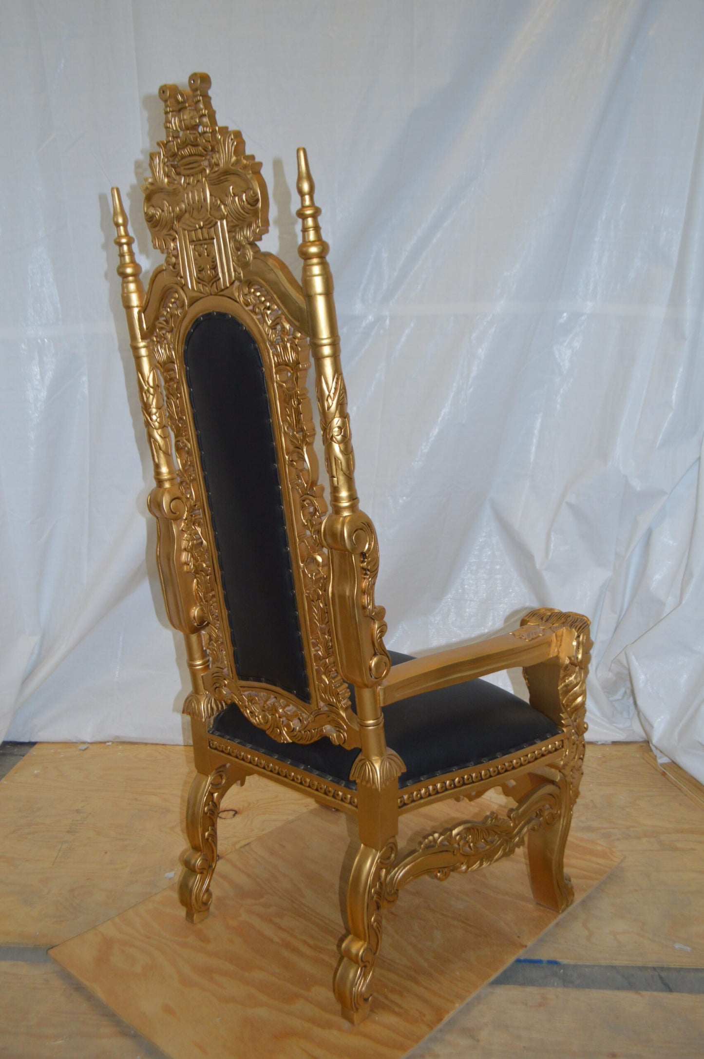 Gold and Black Lion Chair -  Size: 26"L x 36"W x 71"H.