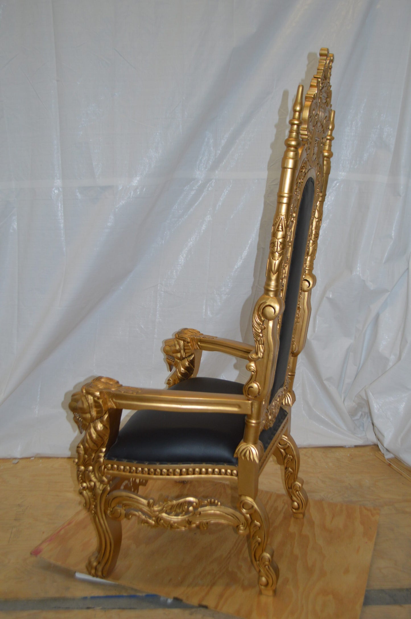 Gold and Black Lion Chair -  Size: 26"L x 36"W x 71"H.