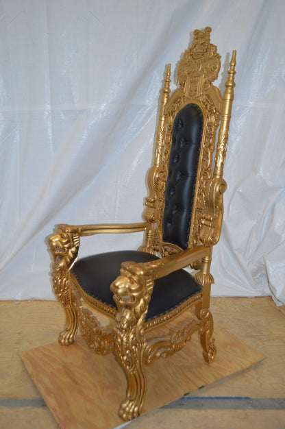 Gold and Black Lion Chair -  Size: 26"L x 36"W x 71"H.