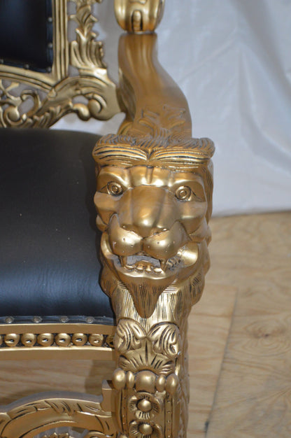 Gold and Black Lion Chair -  Size: 26"L x 36"W x 71"H.