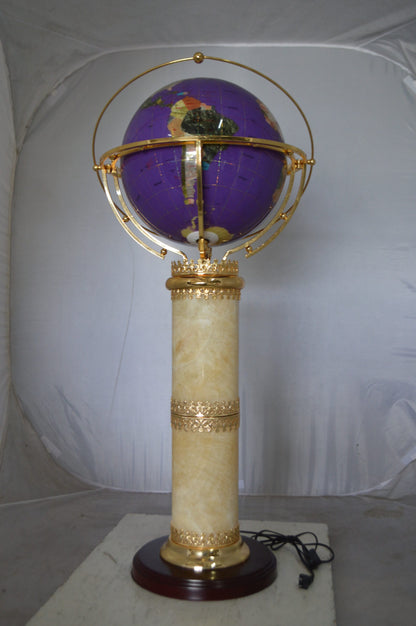 Illuminated Purple World Globe Rotated by motor -  Size: 19"L x 19"W x 42"H.