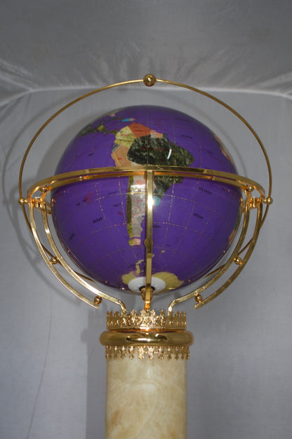 Illuminated Purple World Globe Rotated by motor -  Size: 19"L x 19"W x 42"H.
