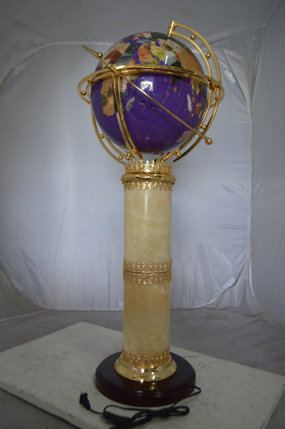 Illuminated Purple World Globe Rotated by motor -  Size: 19"L x 19"W x 42"H.