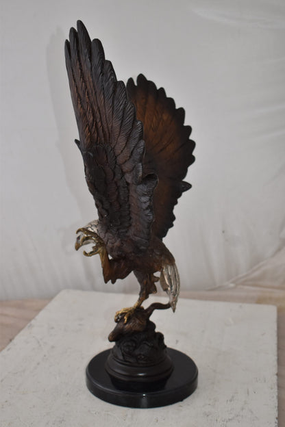 Eagle In Action Trying to Catch His Prey Bronze Statue Size: 17" x 10" x 23"H