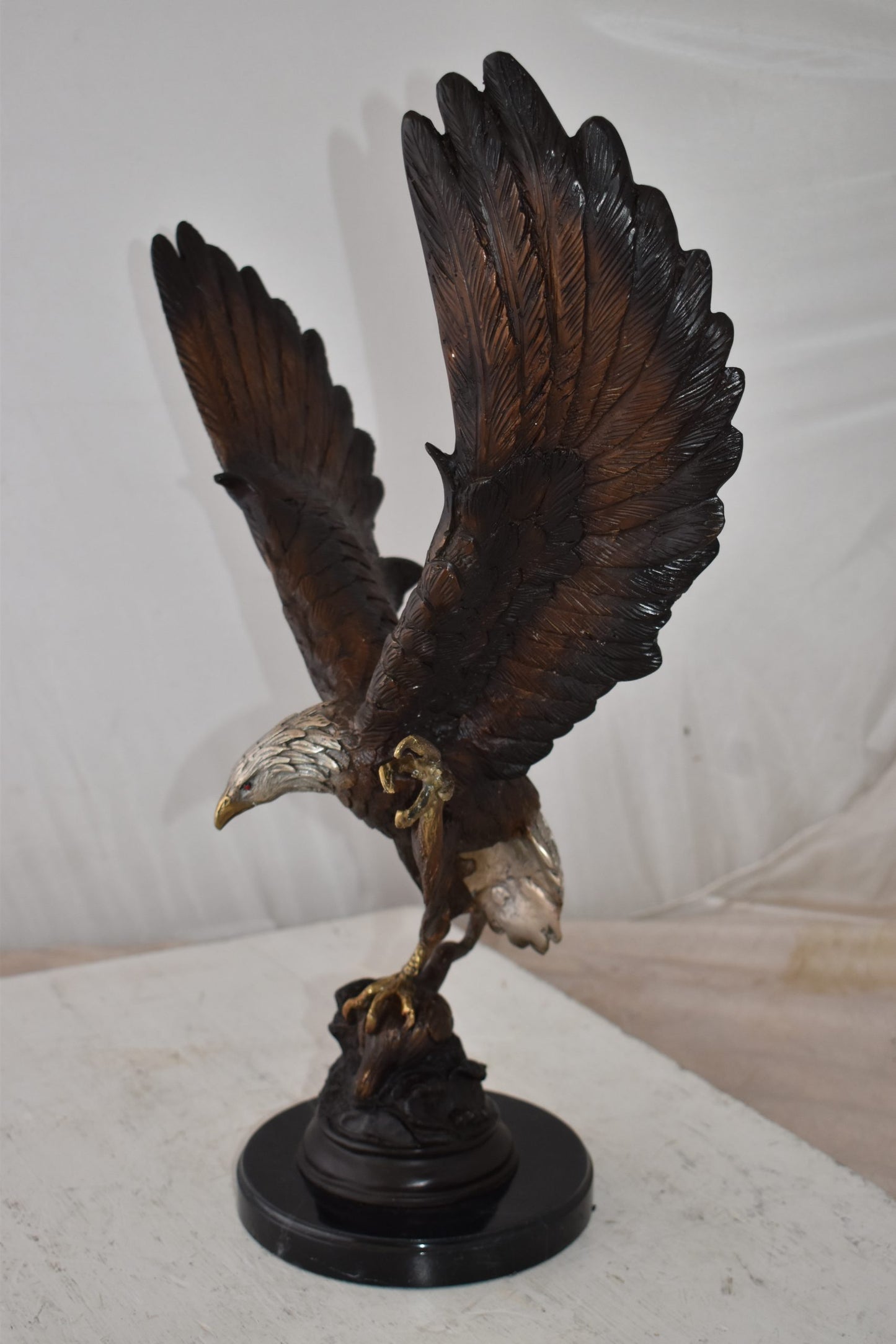 Eagle In Action Trying to Catch His Prey Bronze Statue Size: 17" x 10" x 23"H