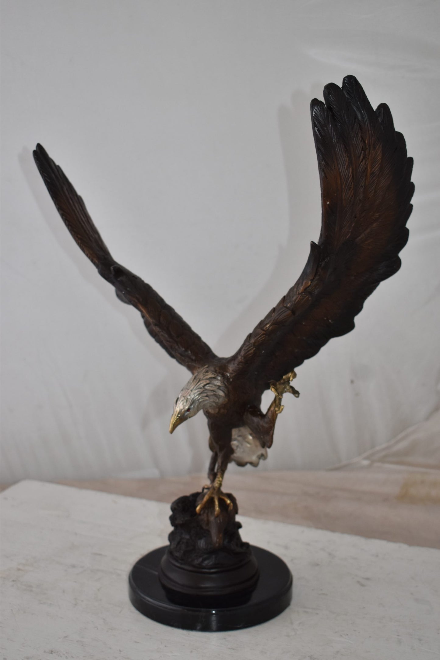 Eagle In Action Trying to Catch His Prey Bronze Statue Size: 17" x 10" x 23"H