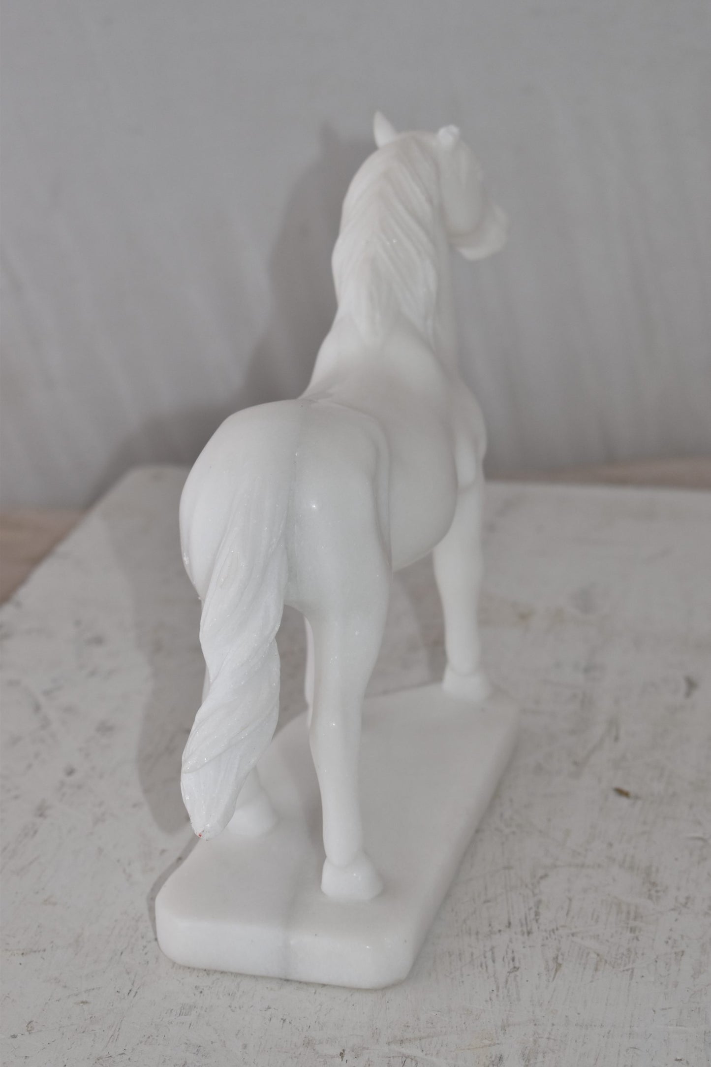 Standing Horse Made of White Marble Size: 11" x 5" x 9"H