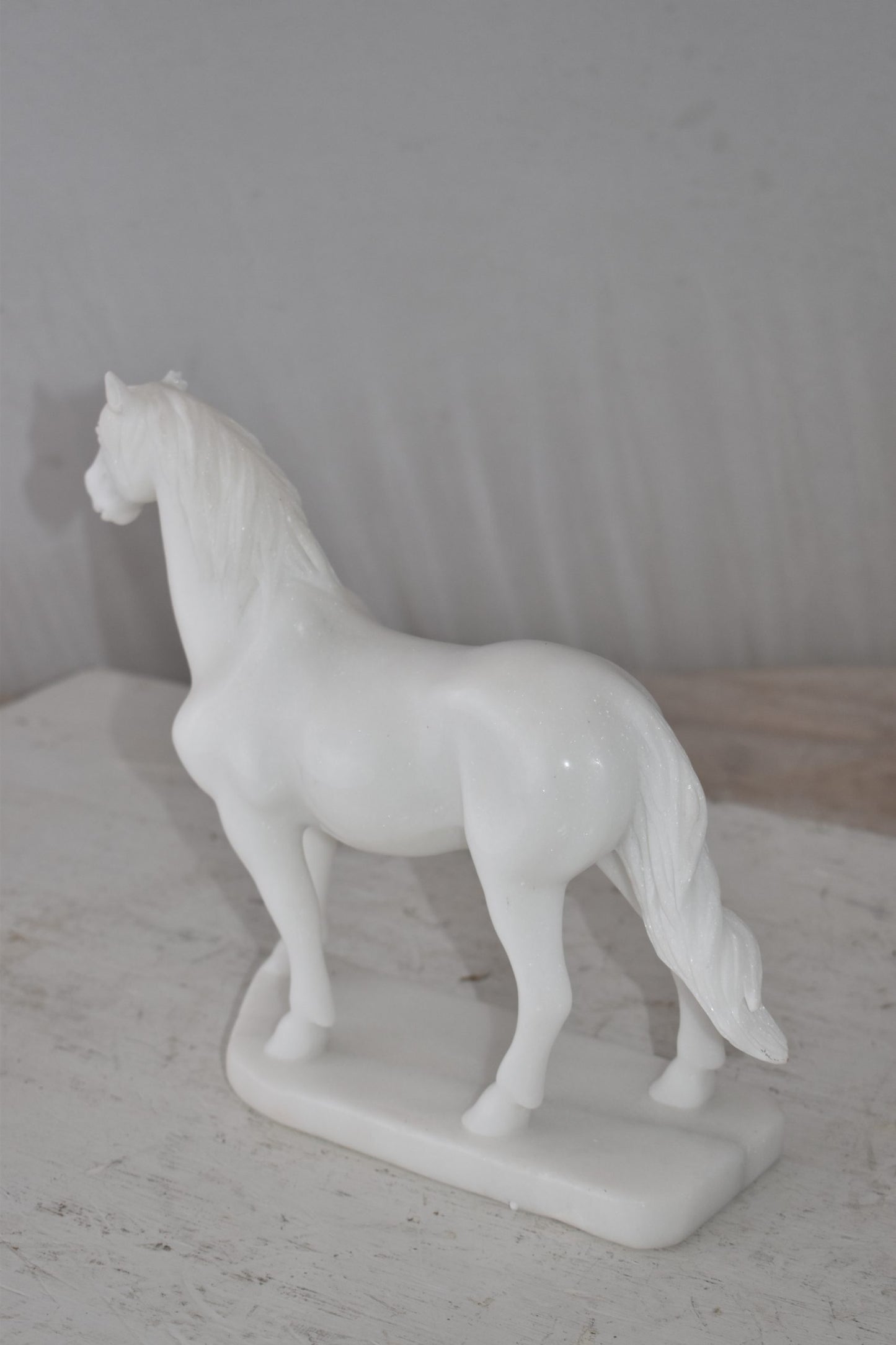 Standing Horse Made of White Marble Size: 11" x 5" x 9"H