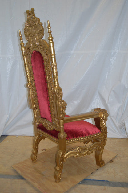 Gold and Red Lion Chair -  Size: 26"L x 36"W x 71"H.