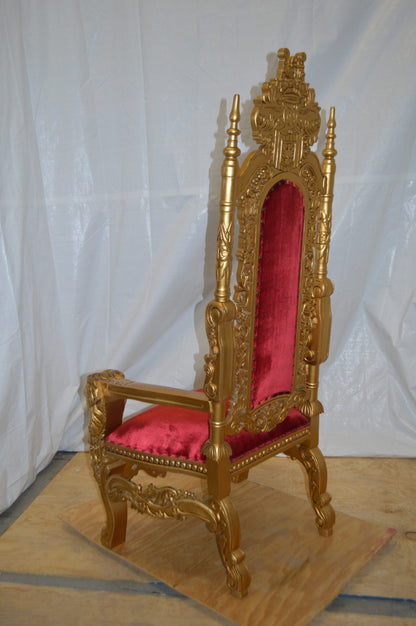 Gold and Red Lion Chair -  Size: 26"L x 36"W x 71"H.