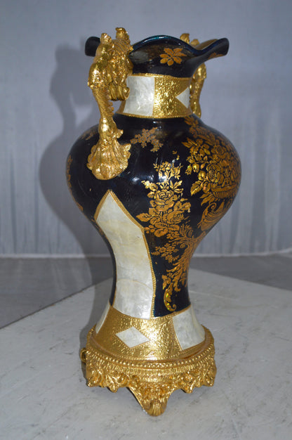 Decoration Vase 18" H Blue White and Gold -  Size: 7"L x 12"W x 18"H.