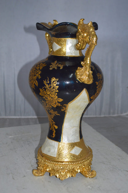 Decoration Vase 18" H Blue White and Gold -  Size: 7"L x 12"W x 18"H.