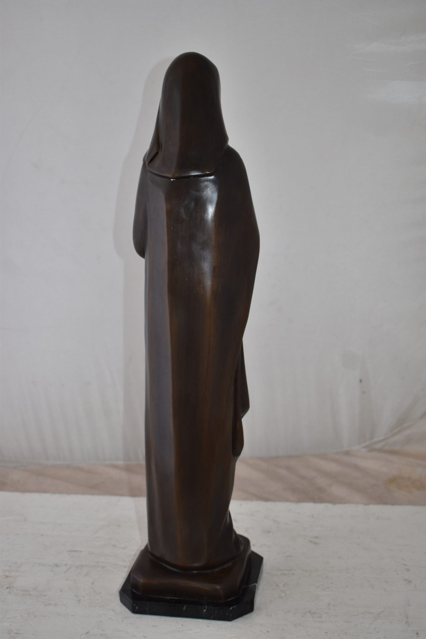 Mother Maria Madonna Praying Bronze Statue Size: 4" x 4" x 27"H