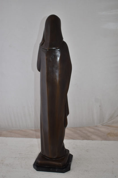 Mother Maria Madonna Praying Bronze Statue Size: 4" x 4" x 27"H
