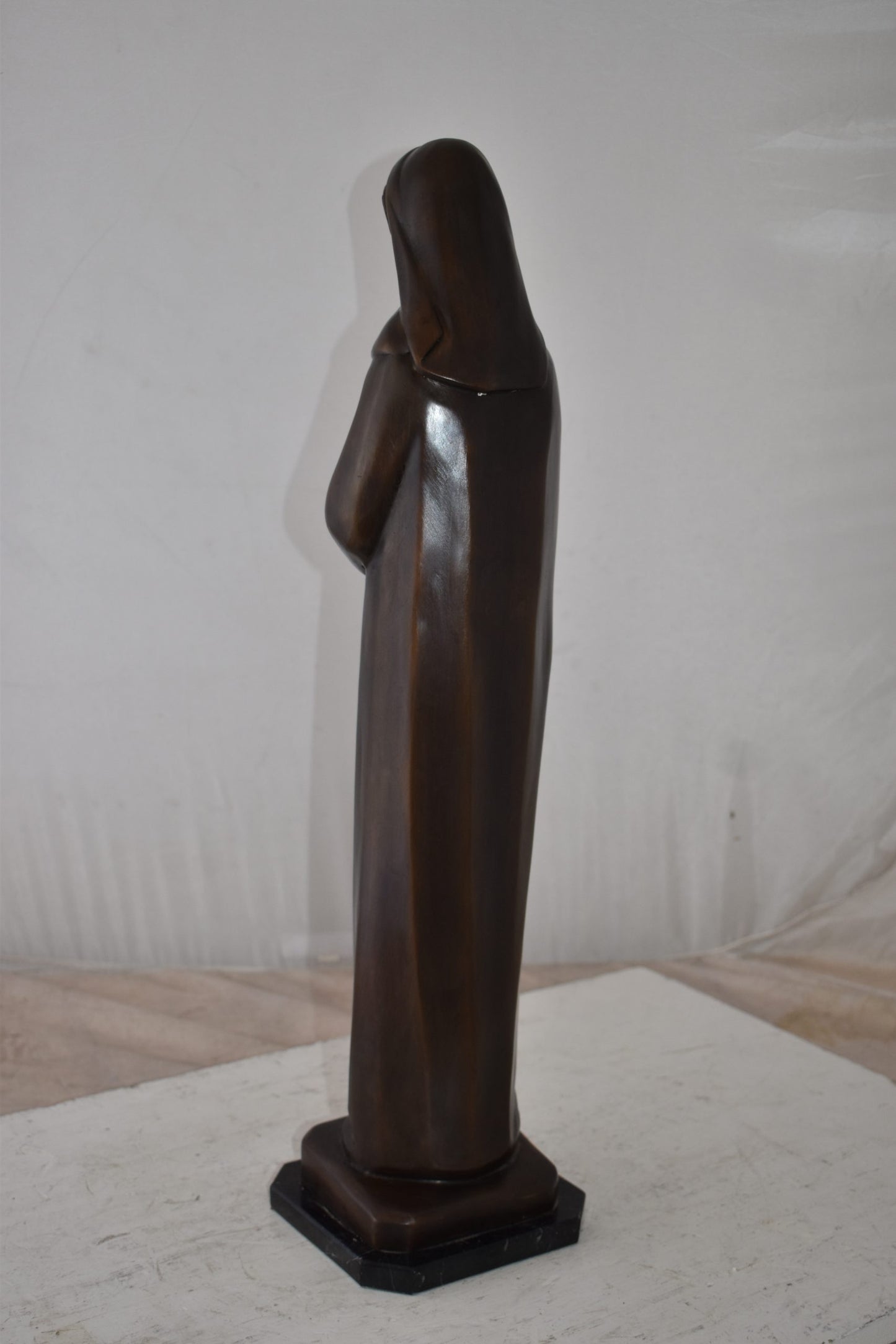 Mother Maria Madonna Praying Bronze Statue Size: 4" x 4" x 27"H