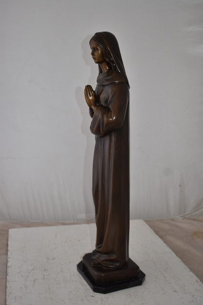 Mother Maria Madonna Praying Bronze Statue Size: 4" x 4" x 27"H