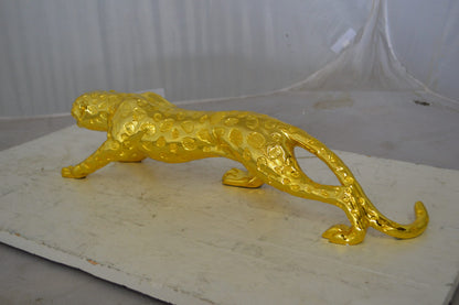 Modern Art Gold Jaguar Statue Made of Resin -  Size: 23"L x 6"W x 7"H.