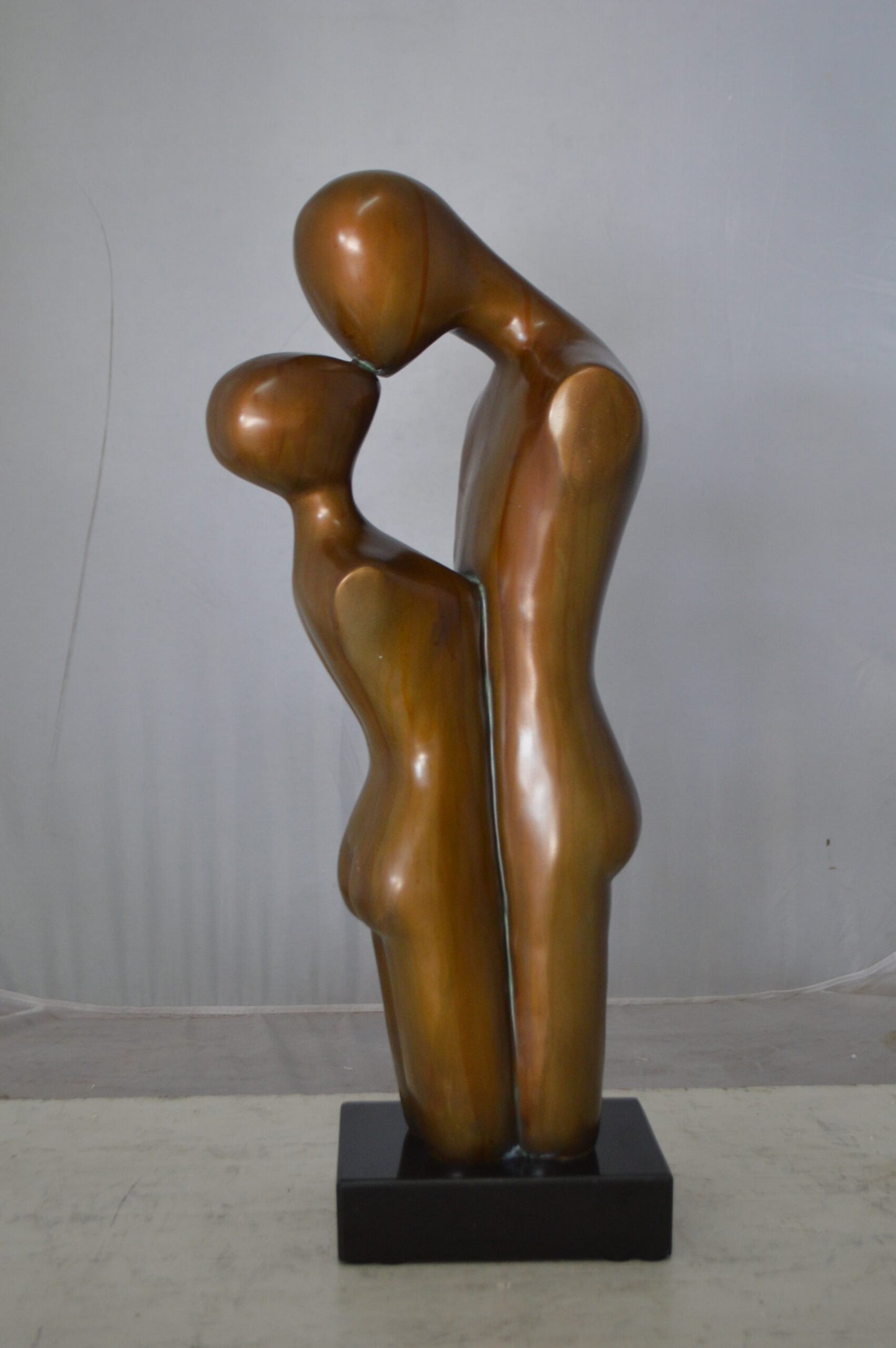 Young Lovers Kissing Resin Statue -  Size: 10"L x 8"W x 27"H.