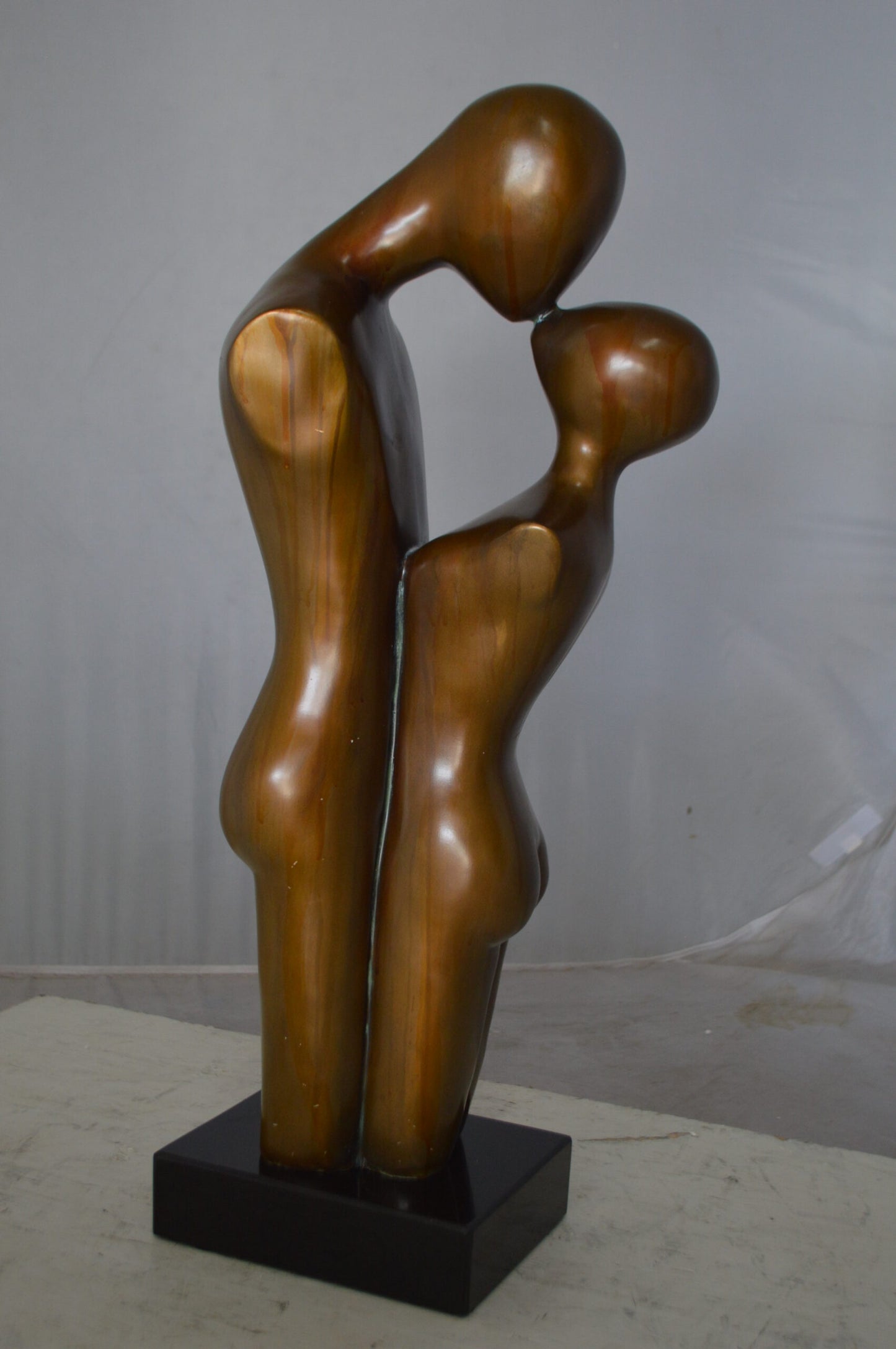 Young Lovers Kissing Resin Statue -  Size: 10"L x 8"W x 27"H.