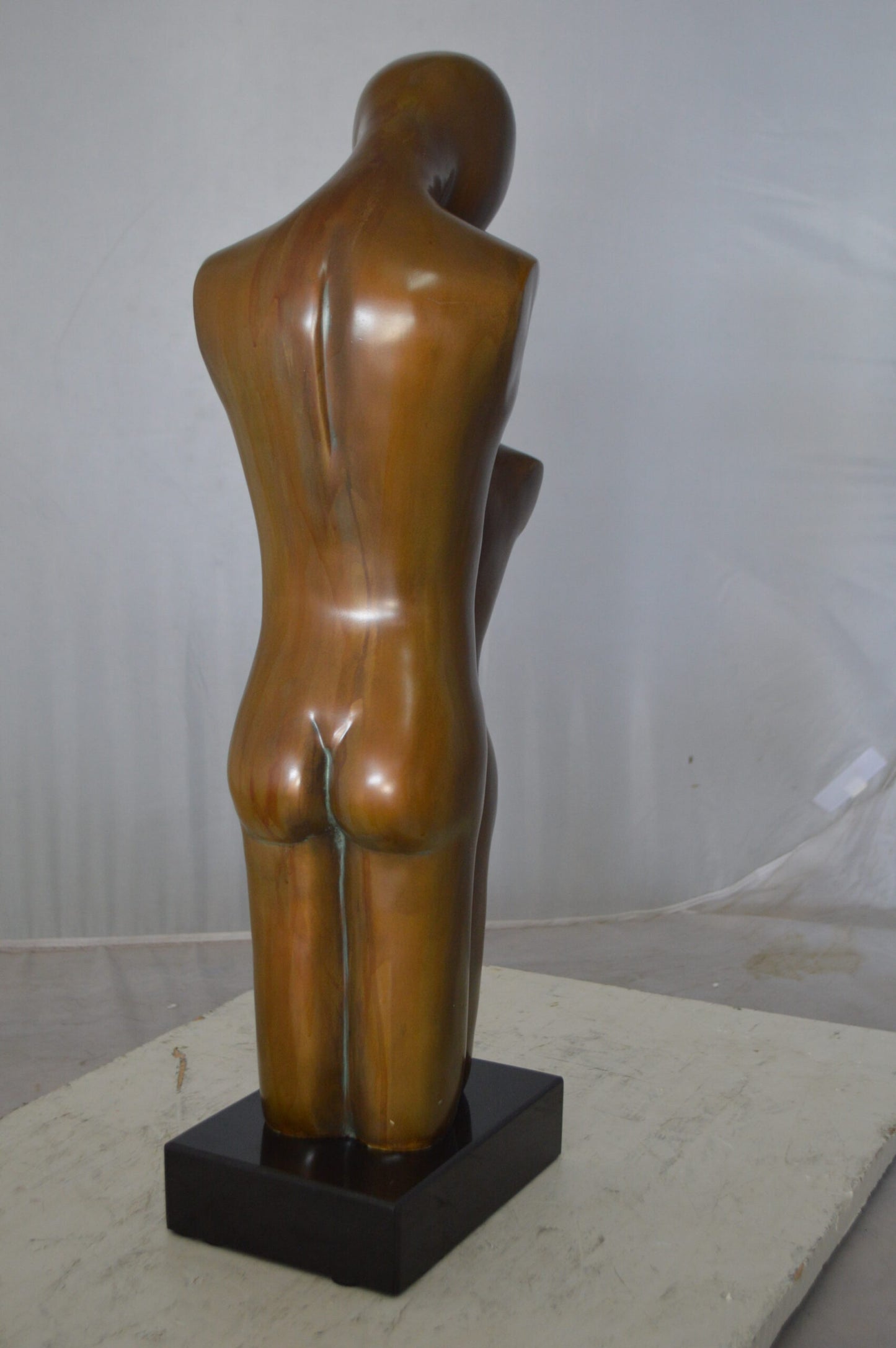 Young Lovers Kissing Resin Statue -  Size: 10"L x 8"W x 27"H.
