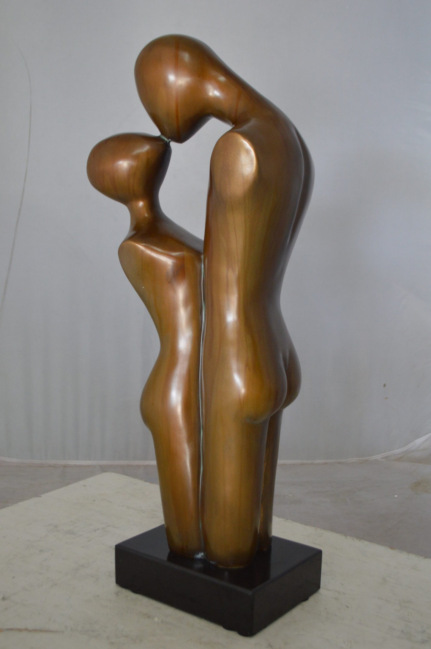 Young Lovers Kissing Resin Statue -  Size: 10"L x 8"W x 27"H.