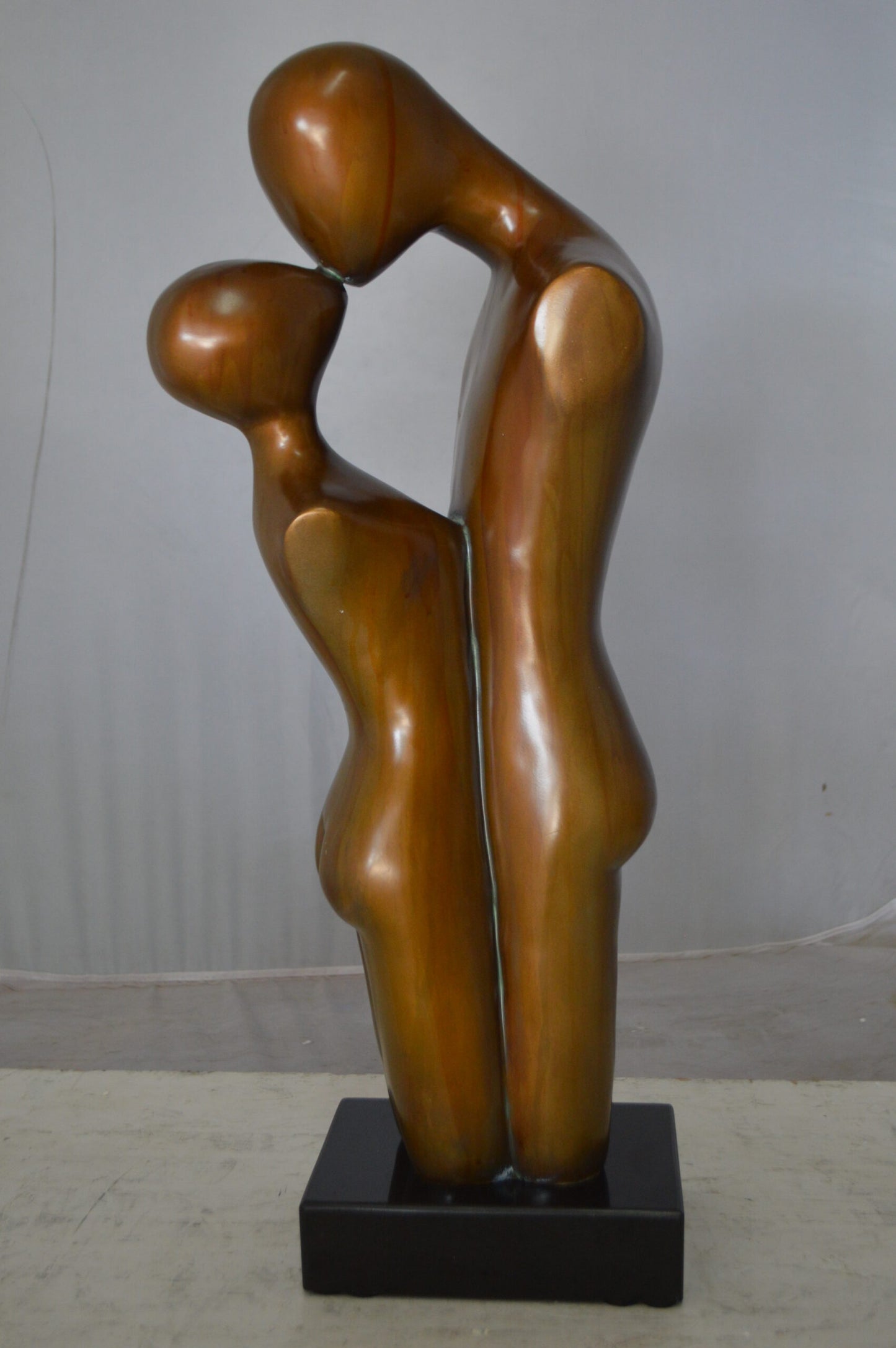 Young Lovers Kissing Resin Statue -  Size: 10"L x 8"W x 27"H.