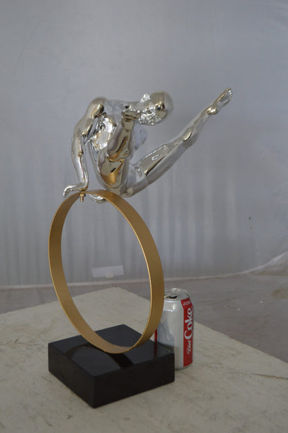 Gymnastic on a Ring Resin Statue -  Size: 16"L x 11"W x 17"H.