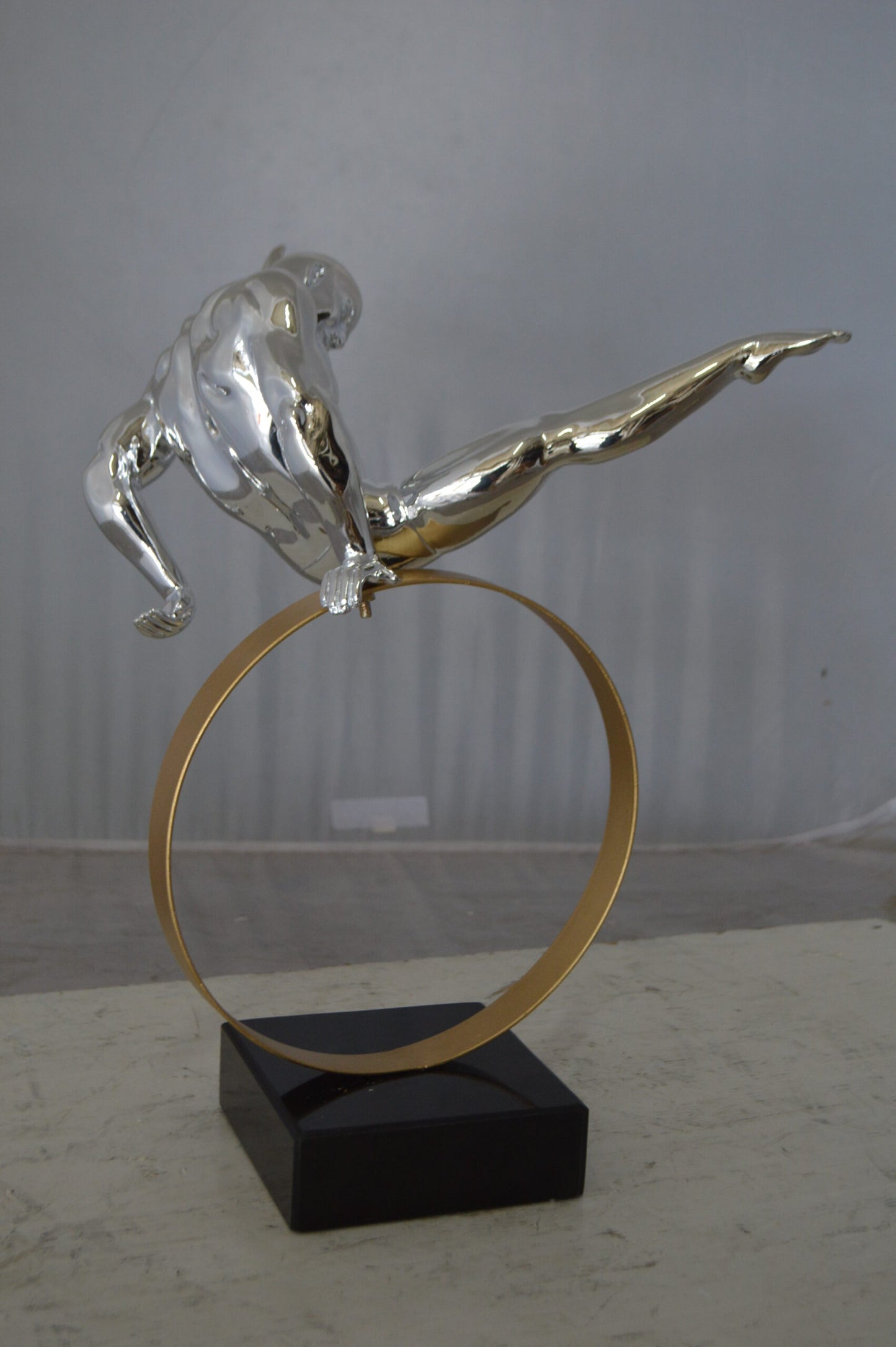 Gymnastic on a Ring Resin Statue -  Size: 16"L x 11"W x 17"H.
