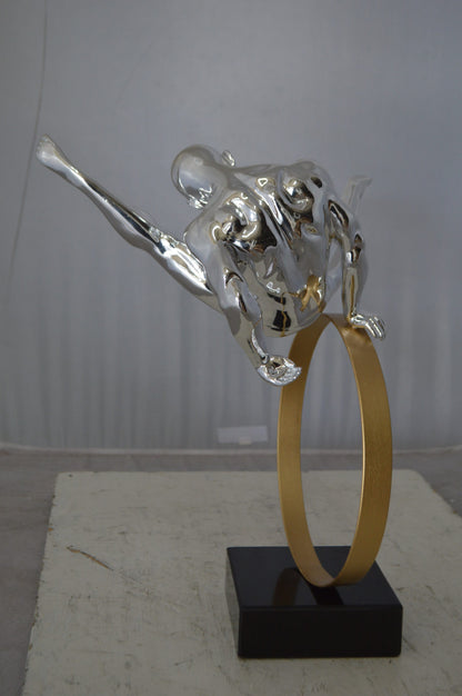 Gymnastic on a Ring Resin Statue -  Size: 16"L x 11"W x 17"H.