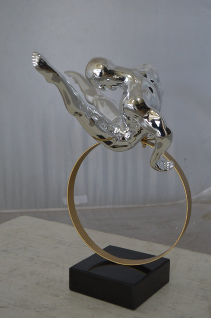 Gymnastic on a Ring Resin Statue -  Size: 16"L x 11"W x 17"H.