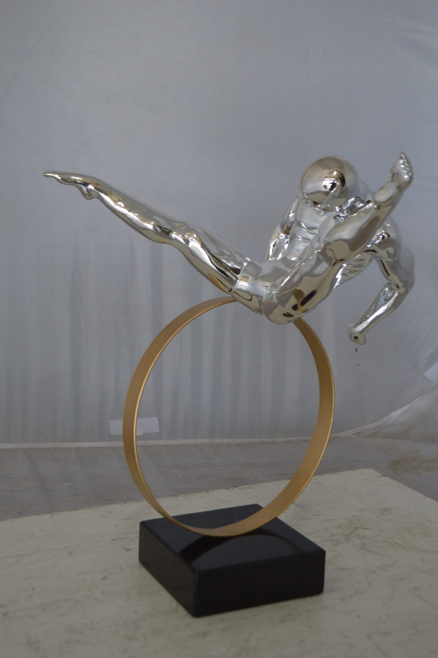 Gymnastic on a Ring Resin Statue -  Size: 16"L x 11"W x 17"H.