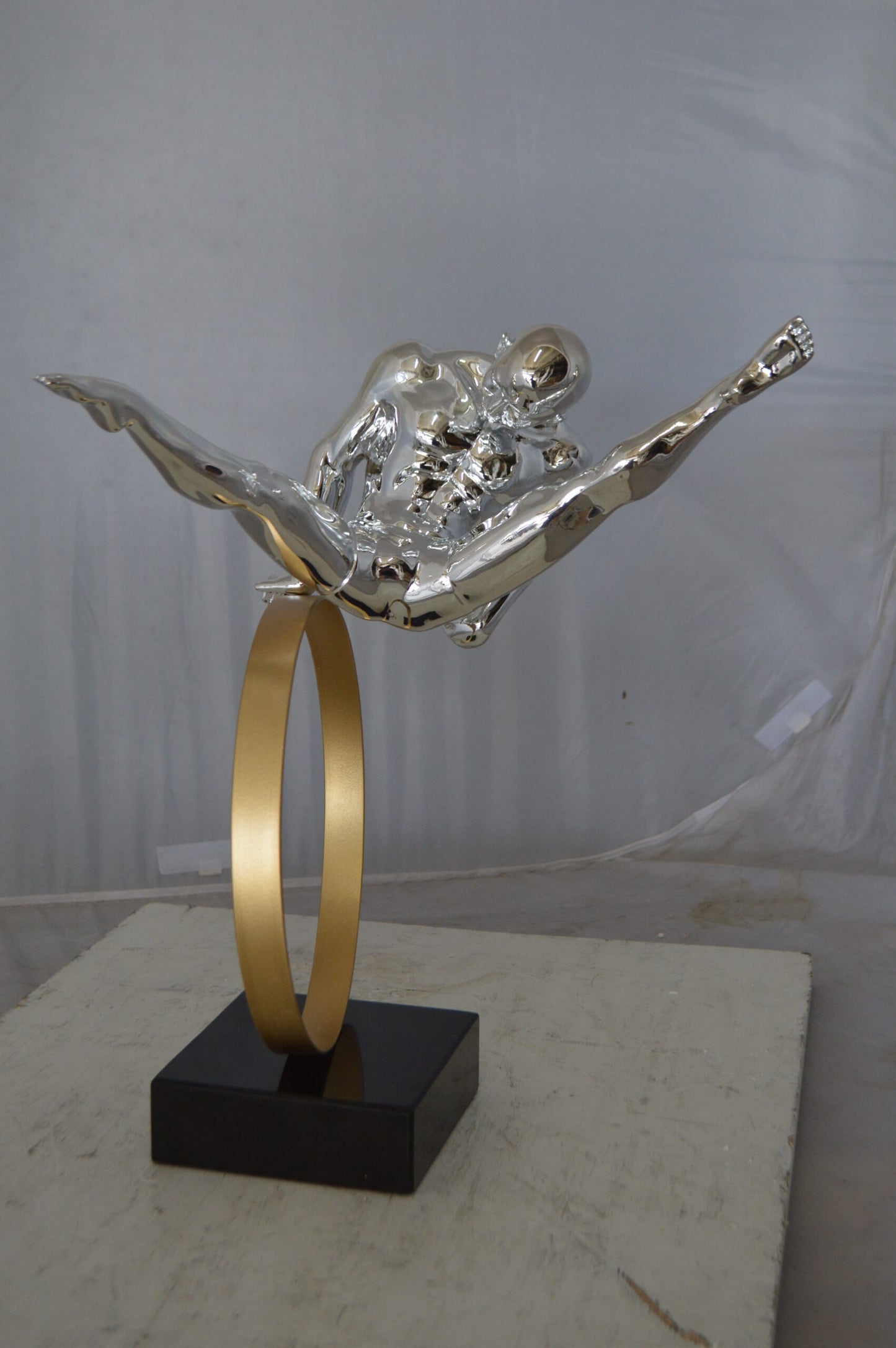 Gymnastic on a Ring Resin Statue -  Size: 16"L x 11"W x 17"H.