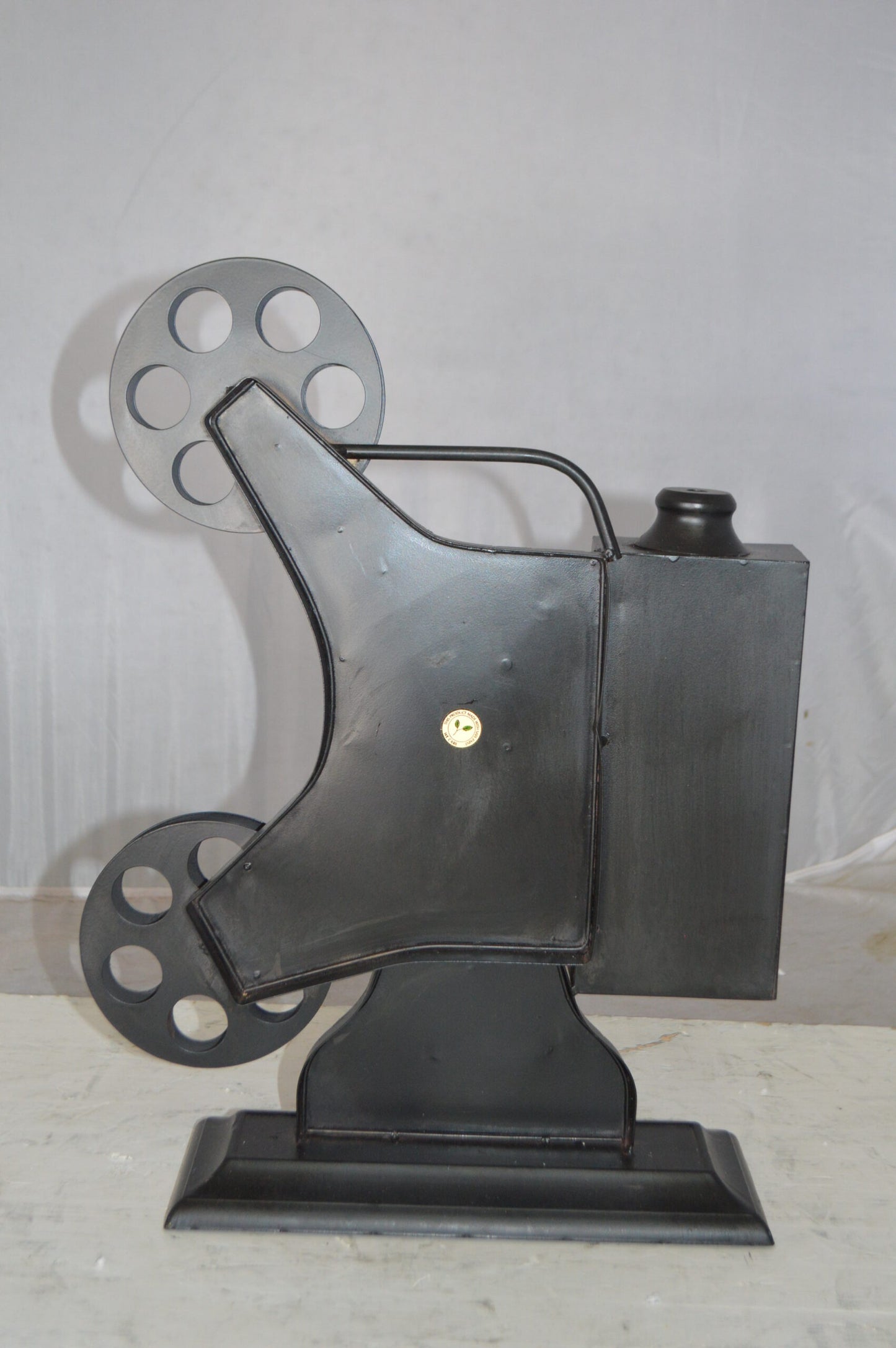Movie Reel Abstract Metal Statue -  Size: 13"L x 4"W x 19"H.
