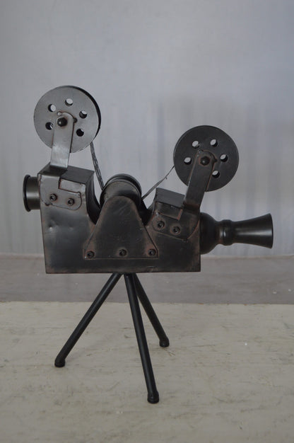 Movie Reel Abstract Metal Statue on tripod -  Size: 12"L x 6"W x 15"H.