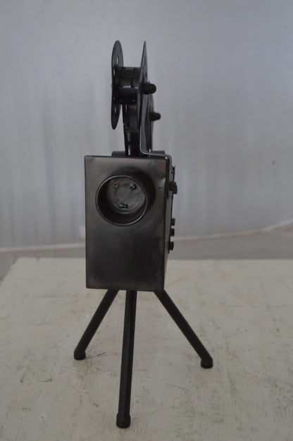 Movie Reel Abstract Metal Statue on tripod -  Size: 12"L x 6"W x 15"H.
